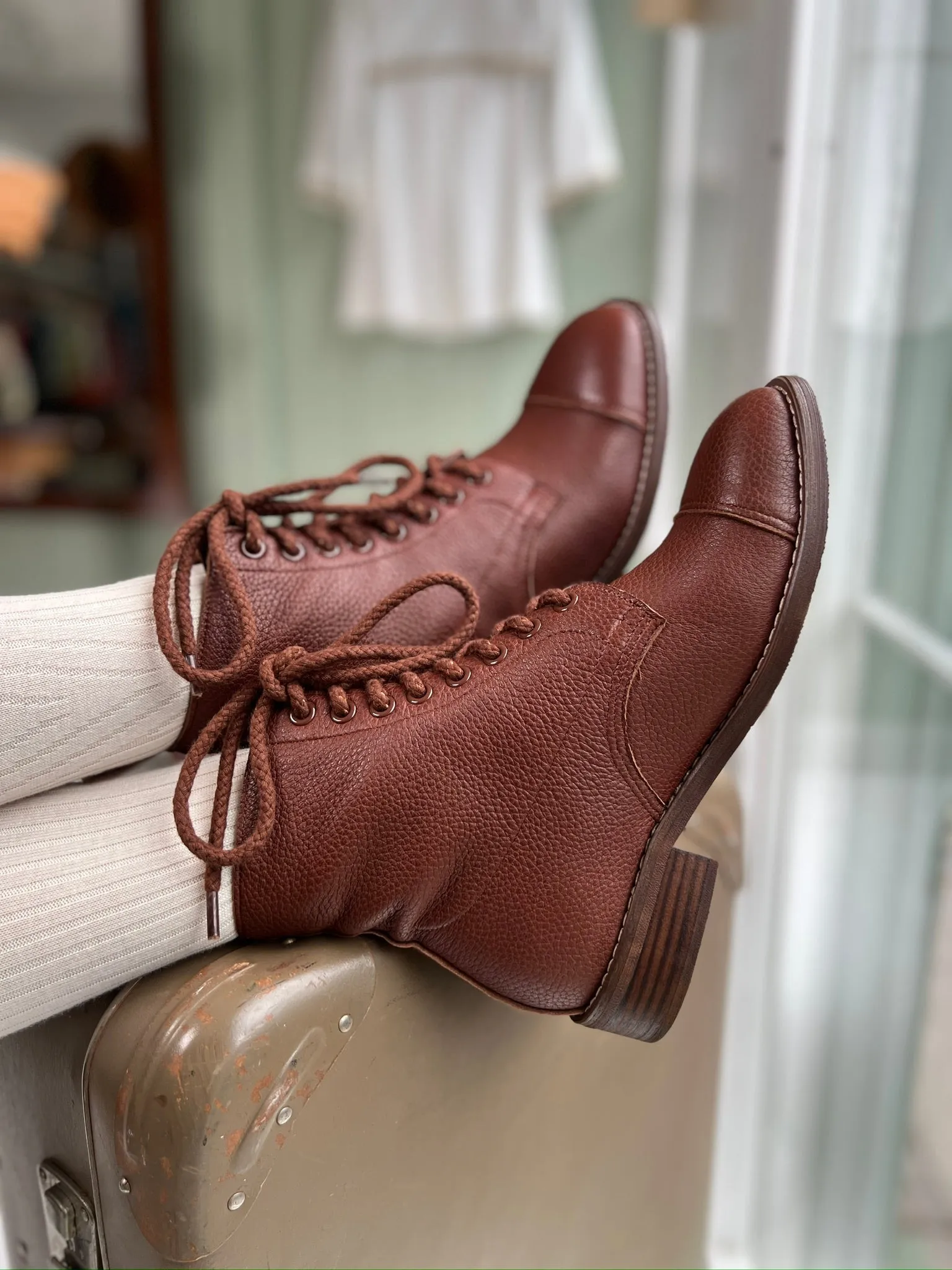 1940s Women's Military Boots - Brown - Robbie