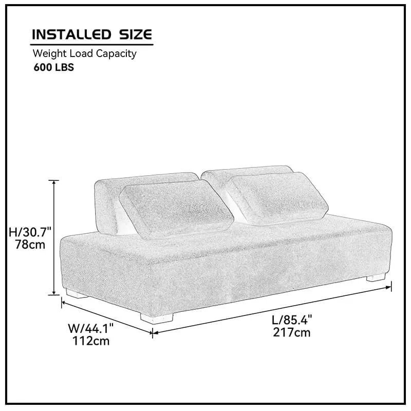 85" Minimalist Modular Beige 3-seater Sofa with Non-slip Back Cushions