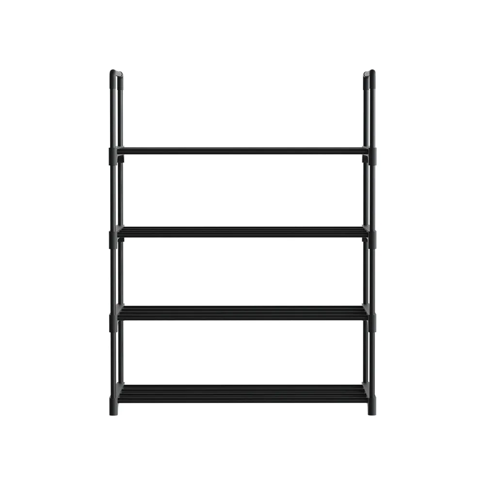 Artiss Shoe Rack Cabinet Stackable 4-tier 12 Pairs Black