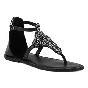 Beads And Rhinestones Flat Sandals