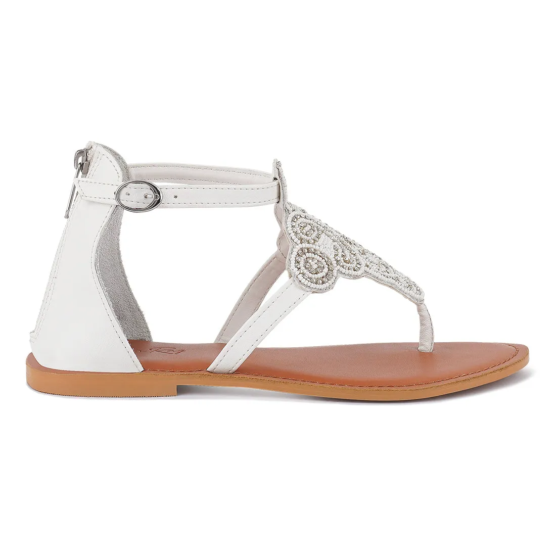 Beads And Rhinestones Flat Sandals
