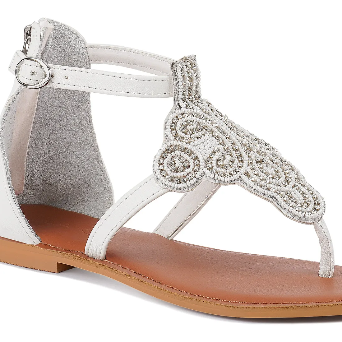 Beads And Rhinestones Flat Sandals