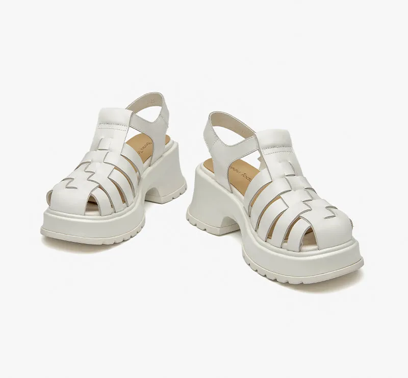 BeauToday Closed Toe Gladiator Fisherman Sandals with Platform Heels