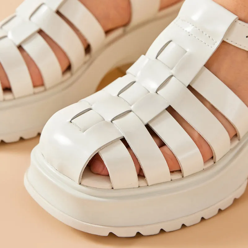 BeauToday Closed Toe Gladiator Fisherman Sandals with Platform Heels
