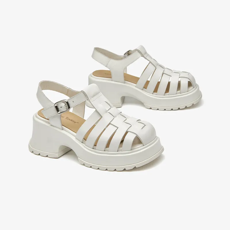 BeauToday Closed Toe Gladiator Fisherman Sandals with Platform Heels