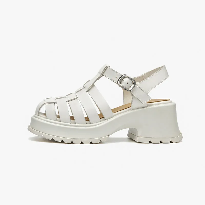 BeauToday Closed Toe Gladiator Fisherman Sandals with Platform Heels