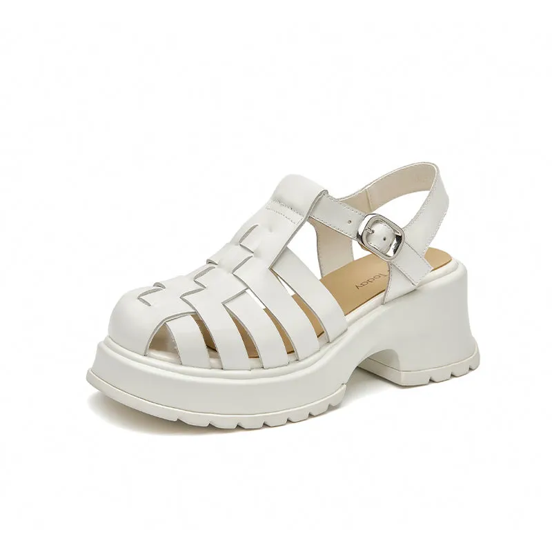 BeauToday Closed Toe Gladiator Fisherman Sandals with Platform Heels
