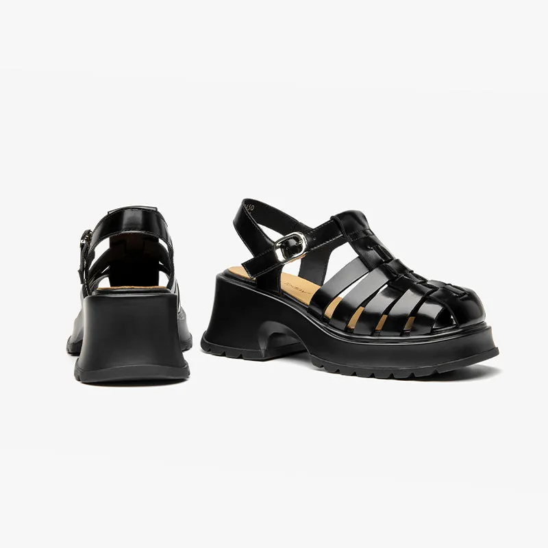 BeauToday Closed Toe Gladiator Fisherman Sandals with Platform Heels
