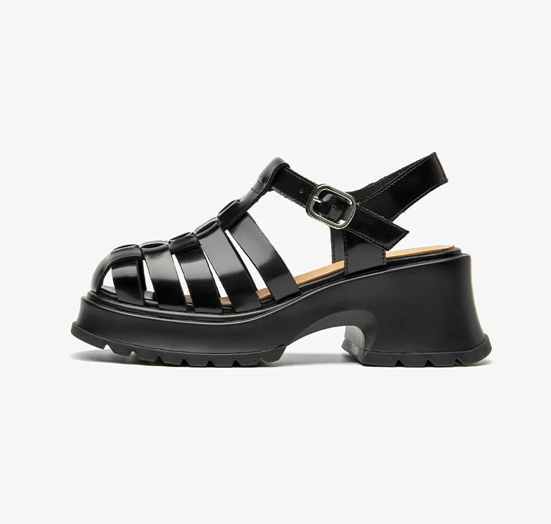 BeauToday Closed Toe Gladiator Fisherman Sandals with Platform Heels