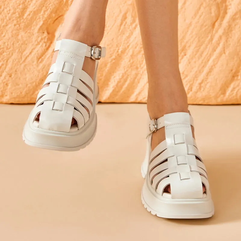 BeauToday Closed Toe Gladiator Fisherman Sandals with Platform Heels