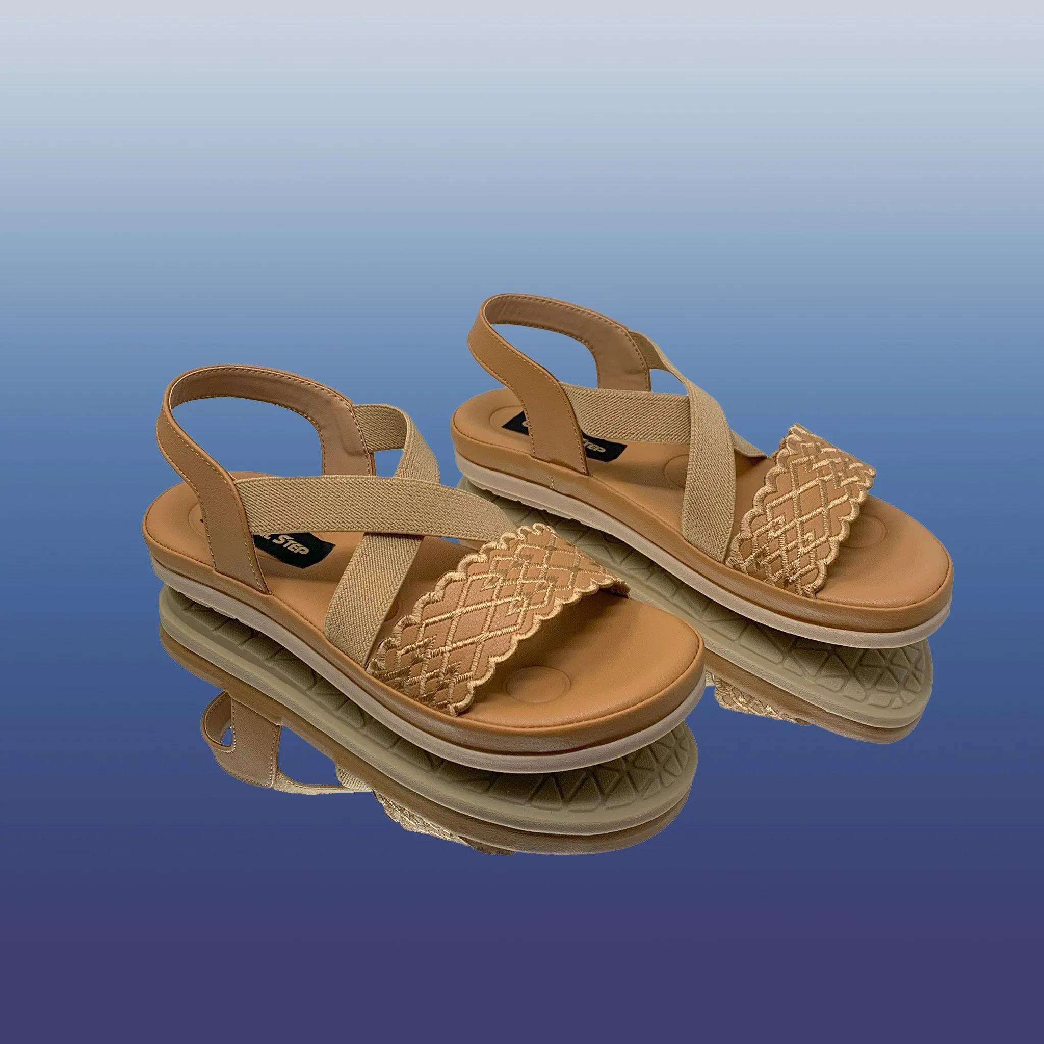 Beige Cross-Strap Sandals