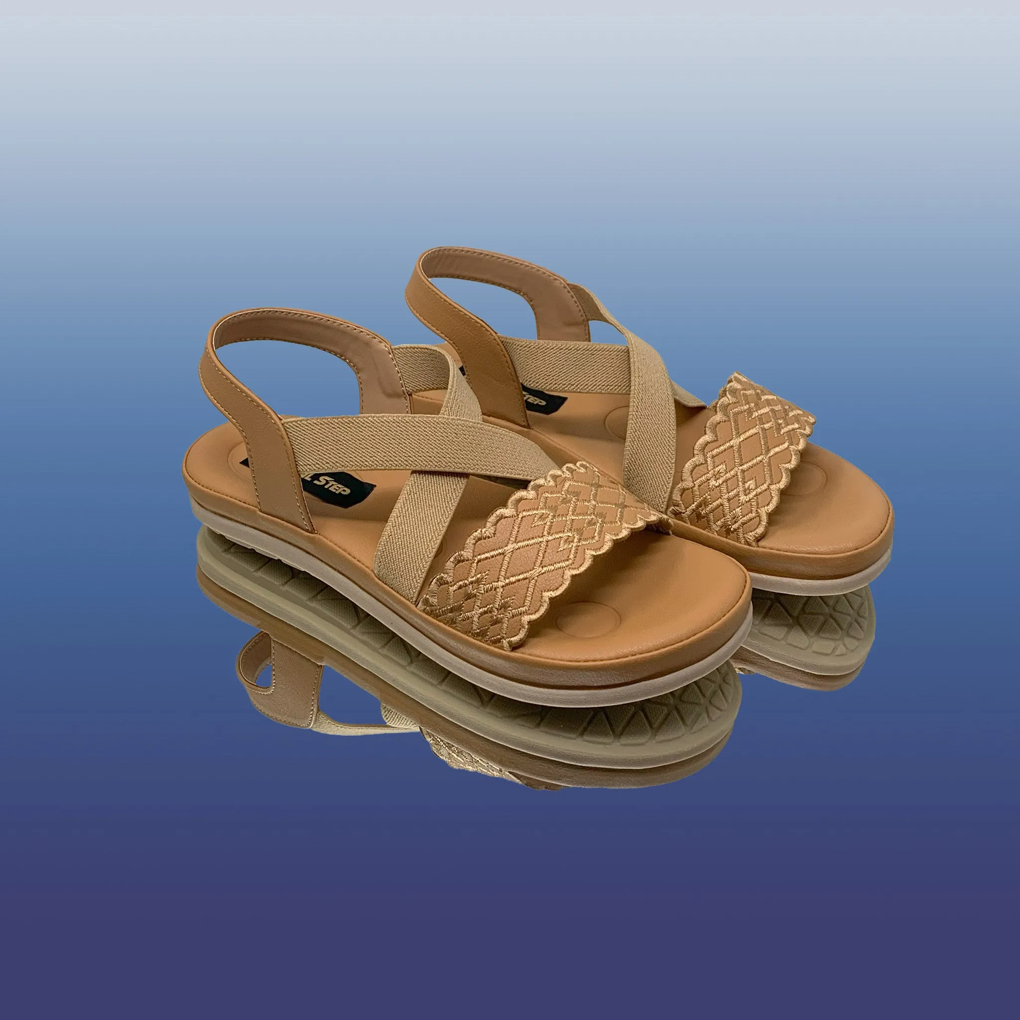 Beige Cross-Strap Sandals