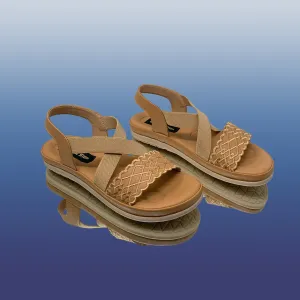Beige Cross-Strap Sandals