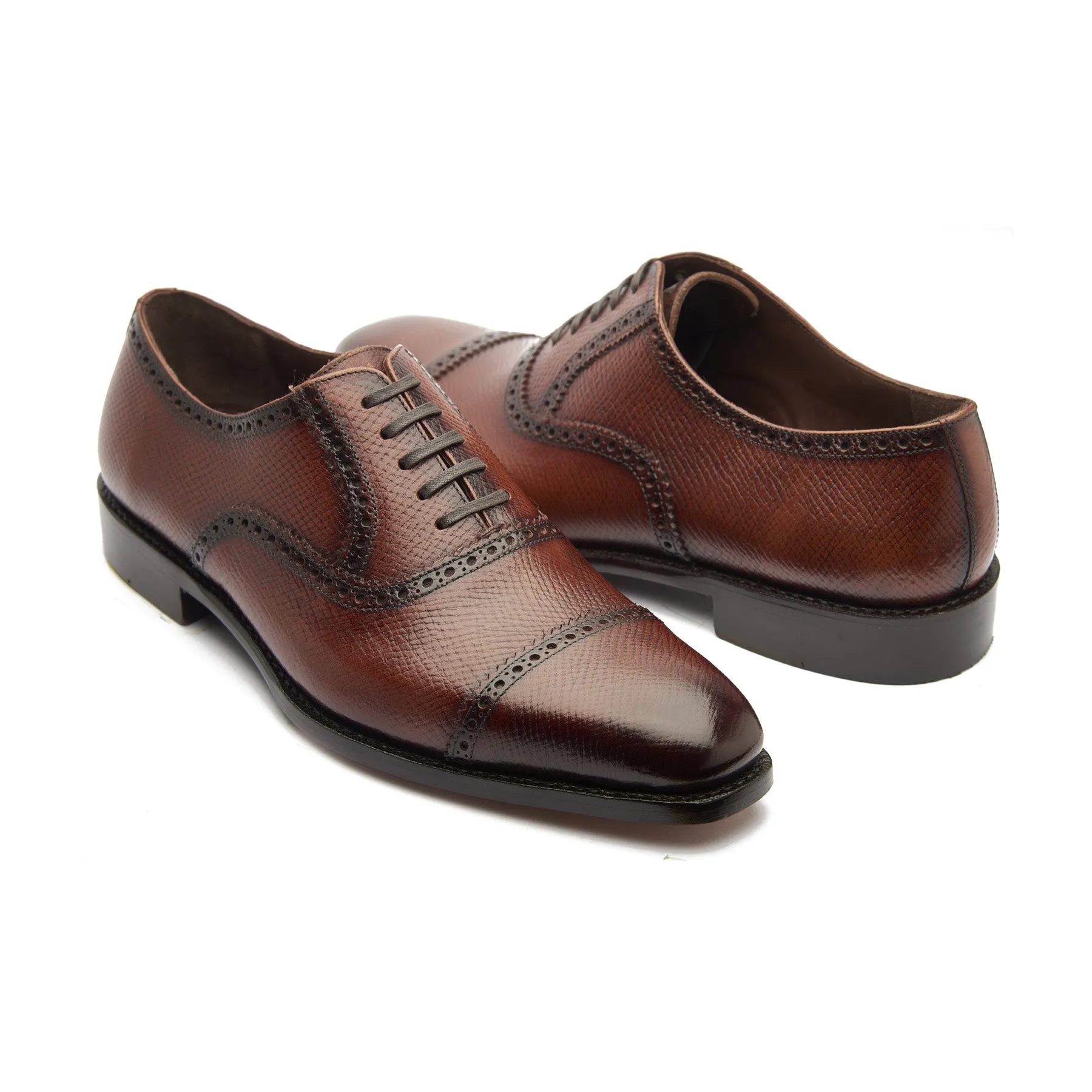 Bemer-X, Quarter Brogue Oxford - Horween Hatch-grain | Hand Welted Contemporary Classics