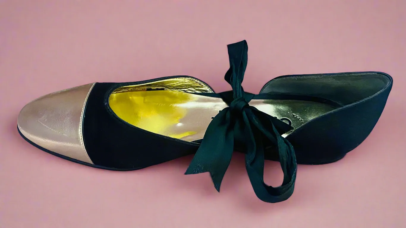 Chanel Black and Gold Ballerina Flats