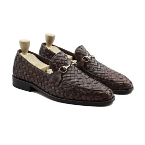 Engabreen - Men's Dark Brown Hand Woven Leather Loafer