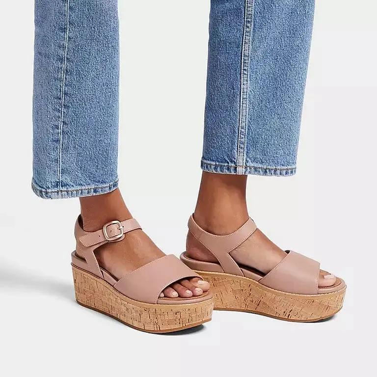 FitFlop Women's Eloise Cork-Wrap Platform Sandals- Pink