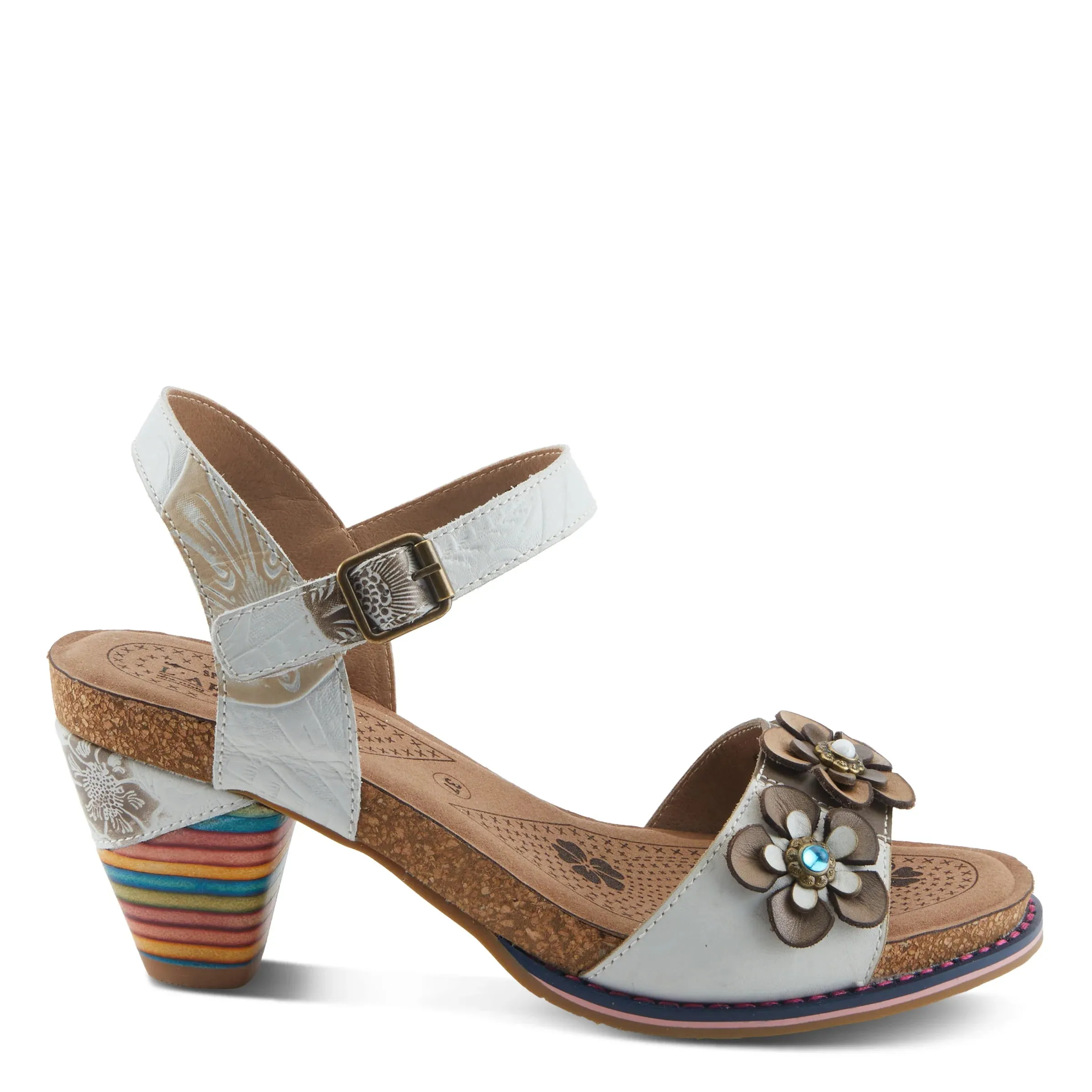 L'Artiste by Spring Step Bluesky Ankle Strap - White Multi