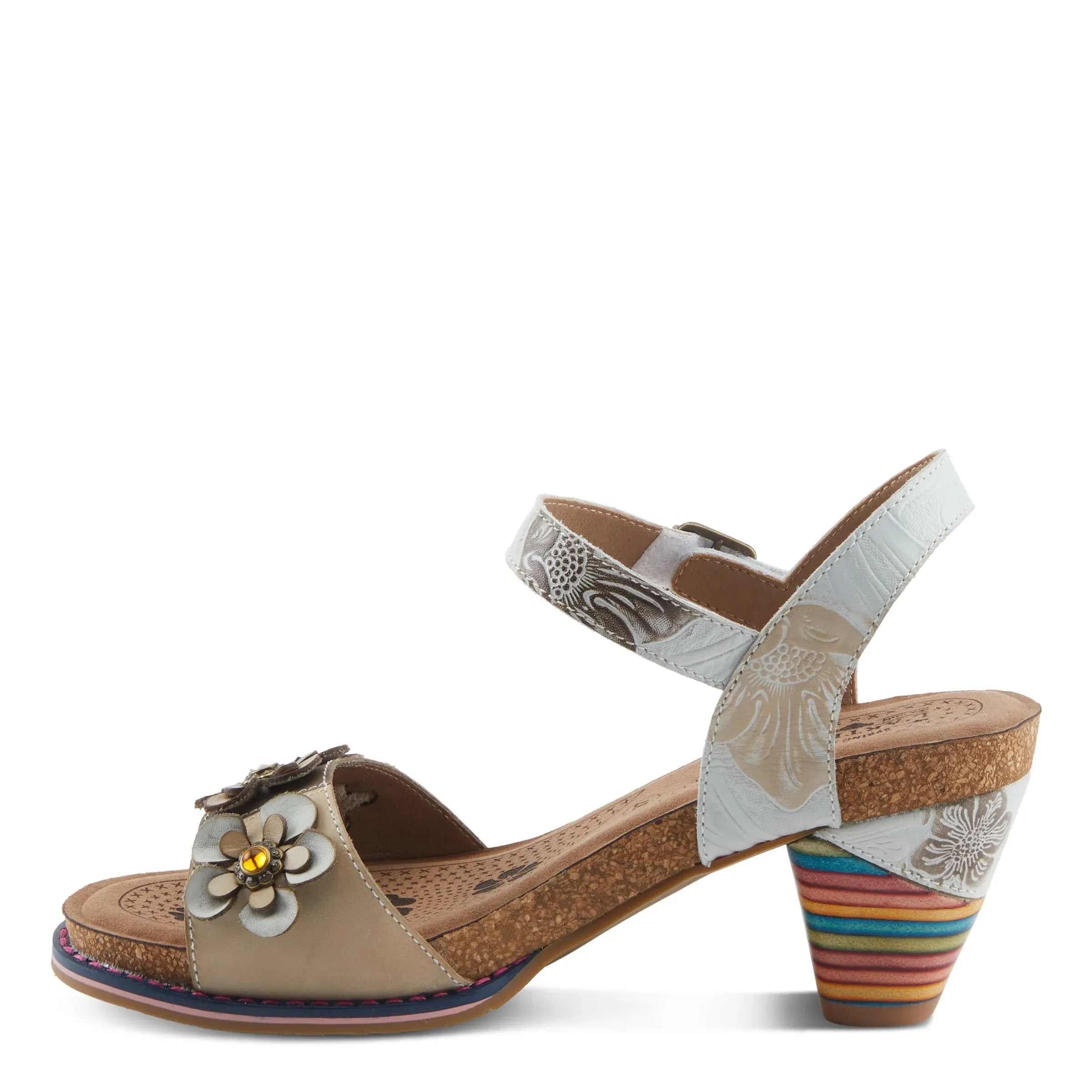 L'Artiste by Spring Step Bluesky Ankle Strap - White Multi