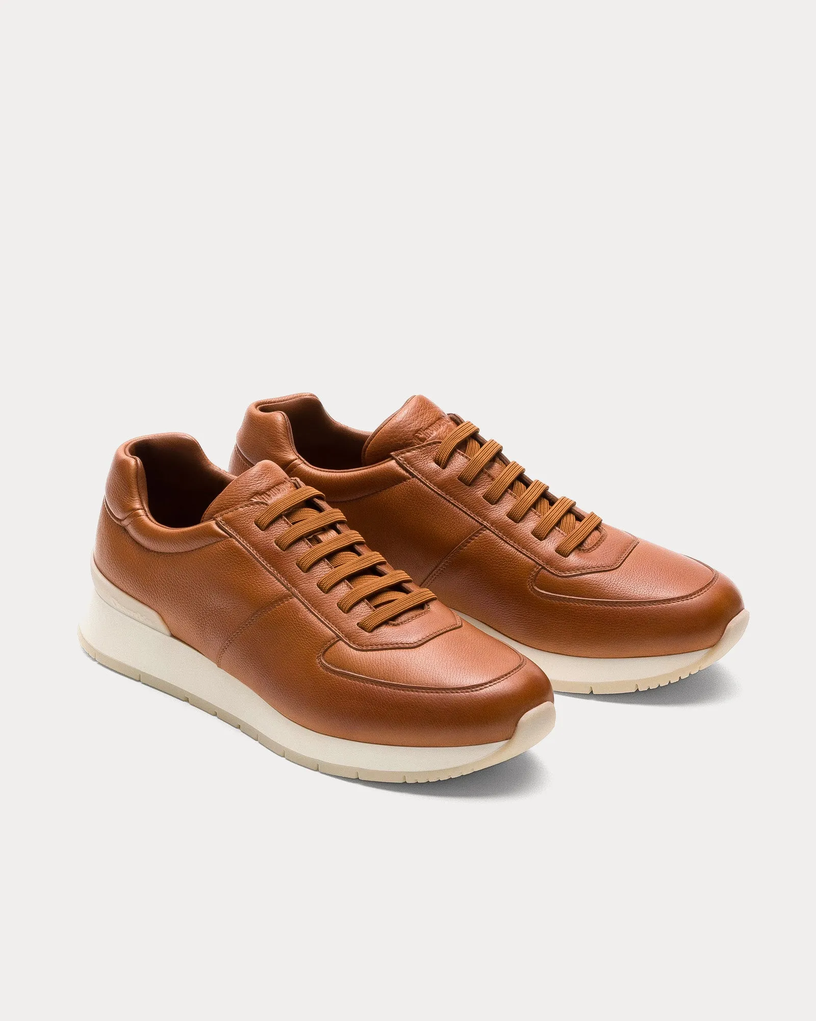Livingston Grain Calfskin Walnut Low Top Sneakers