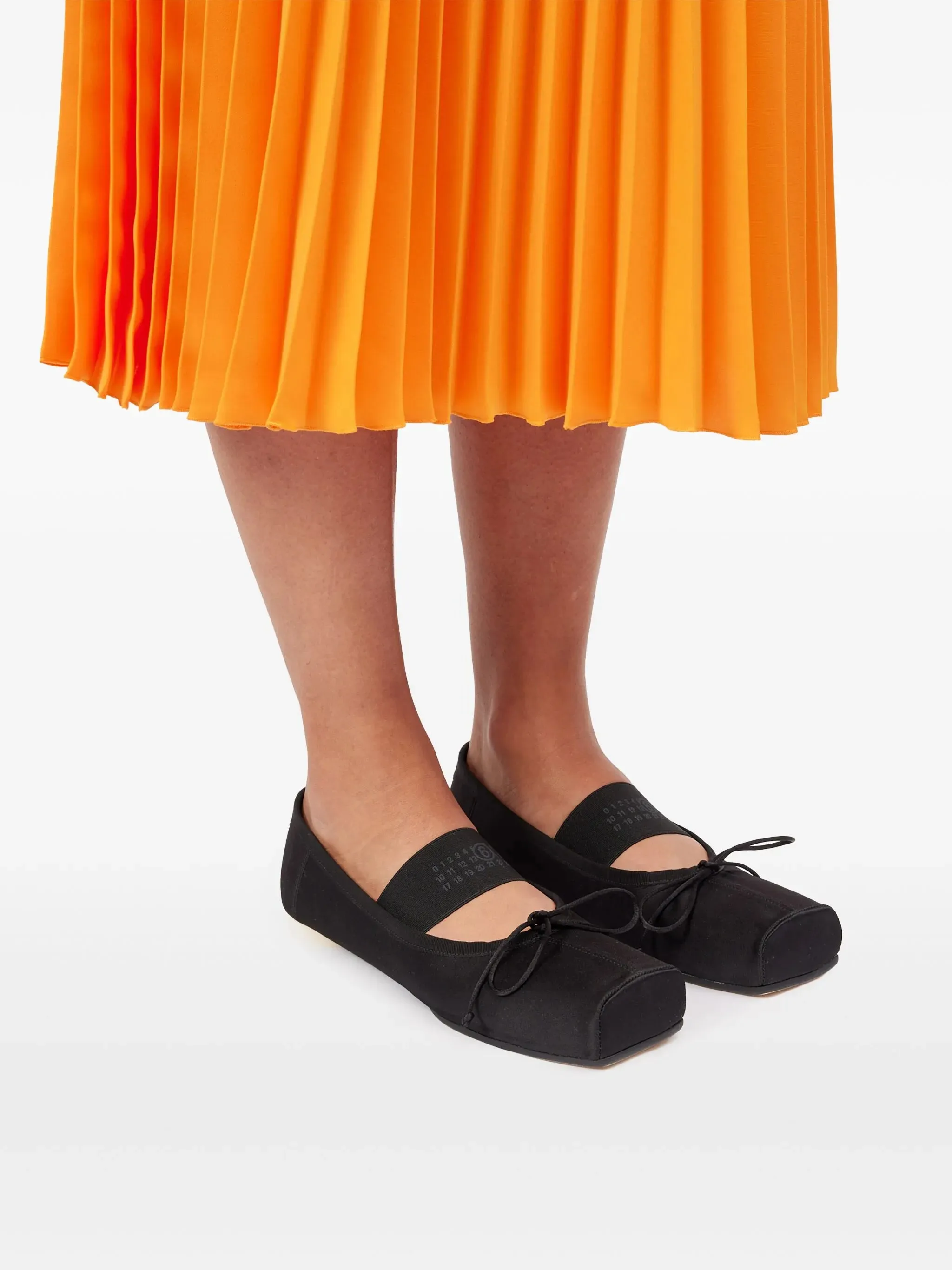 Logo Ballet Flat in Black by MM6 Maison Margiela