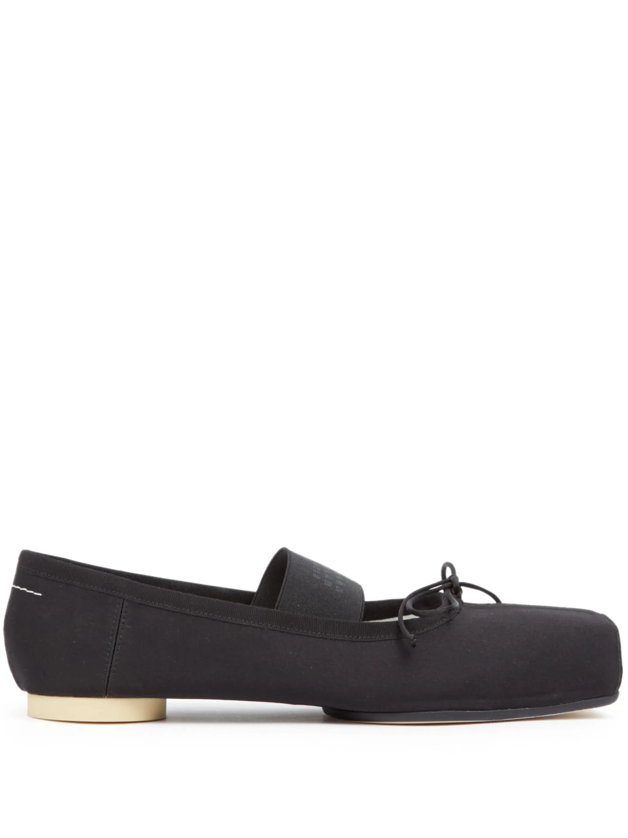 Logo Ballet Flat in Black by MM6 Maison Margiela