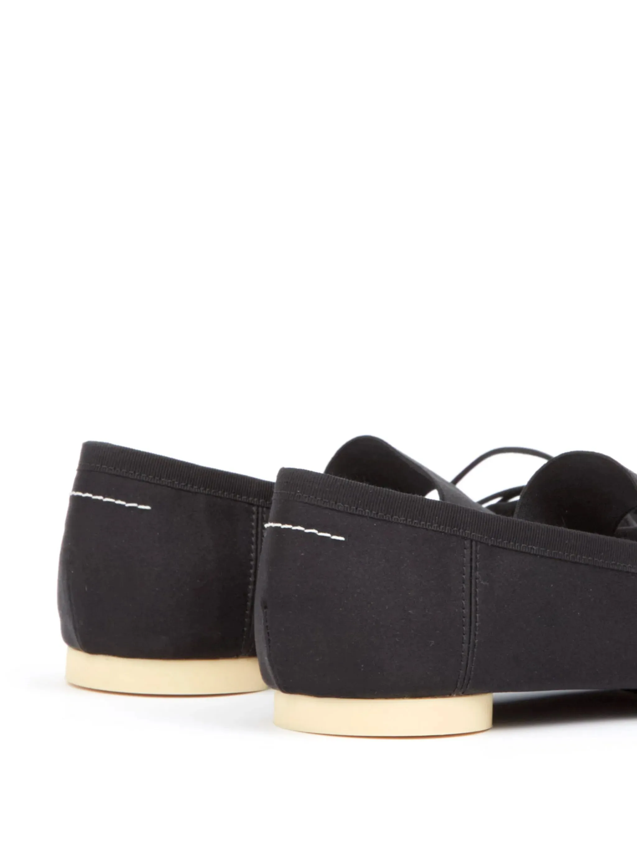 Logo Ballet Flat in Black by MM6 Maison Margiela