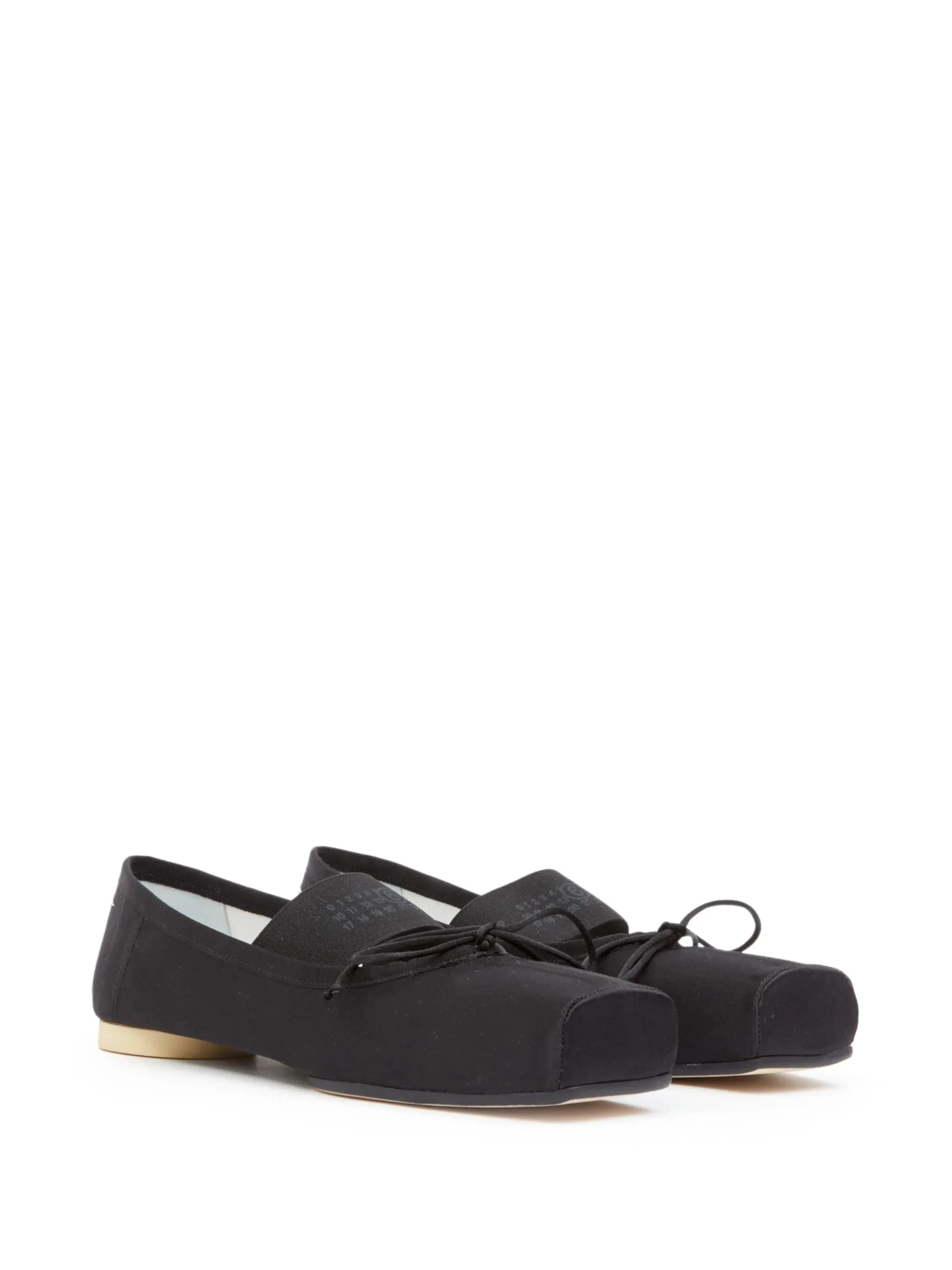Logo Ballet Flat in Black by MM6 Maison Margiela