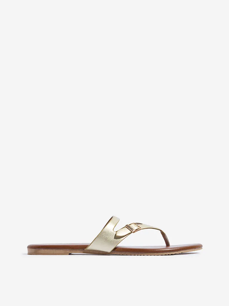 LUNA BLU Gold Thong-Strap Sandals