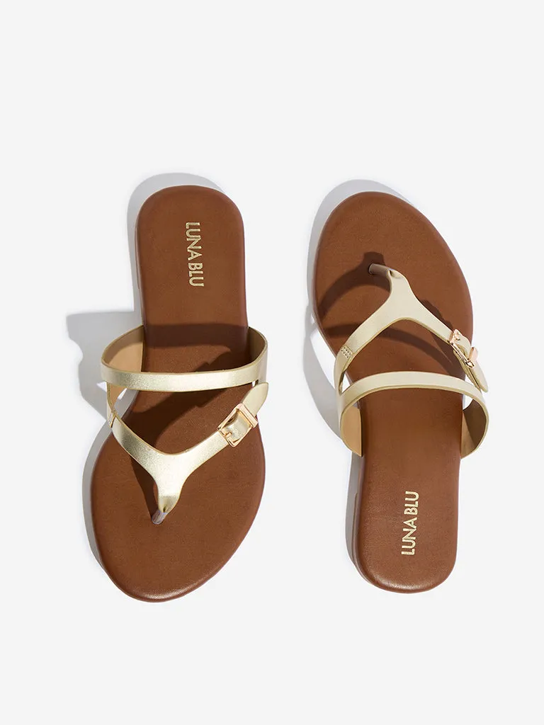 LUNA BLU Gold Thong-Strap Sandals