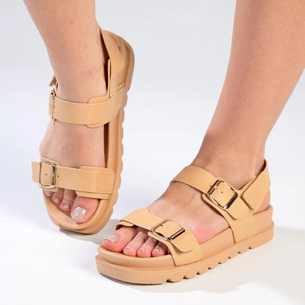 Madison Jillion Sandal With Velcro Backstrap - Nude