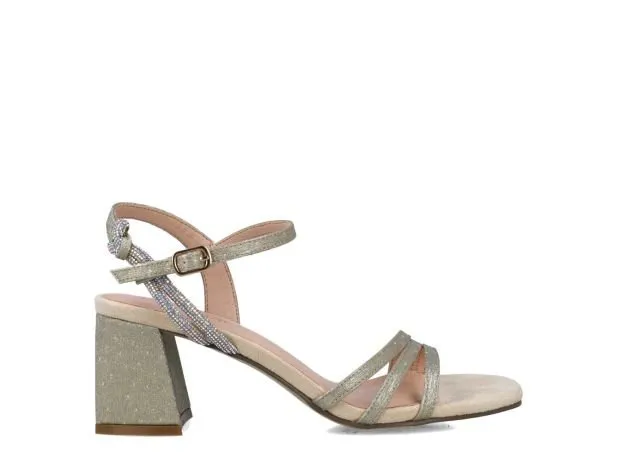 Menbur Gold Shimmer Block Heel Sandals