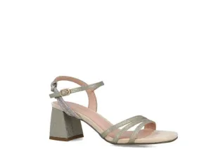Menbur Gold Shimmer Block Heel Sandals