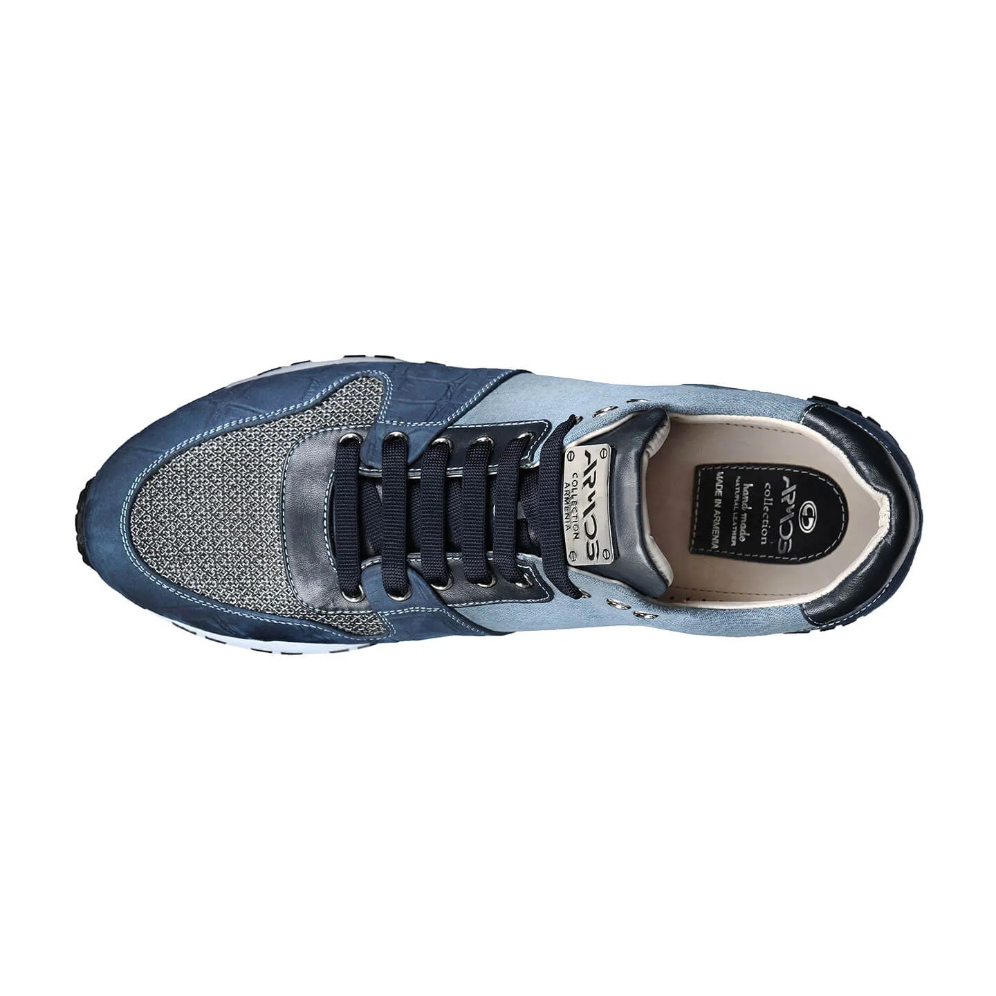 Men's Denim Croc-Effect Matte Sneaker