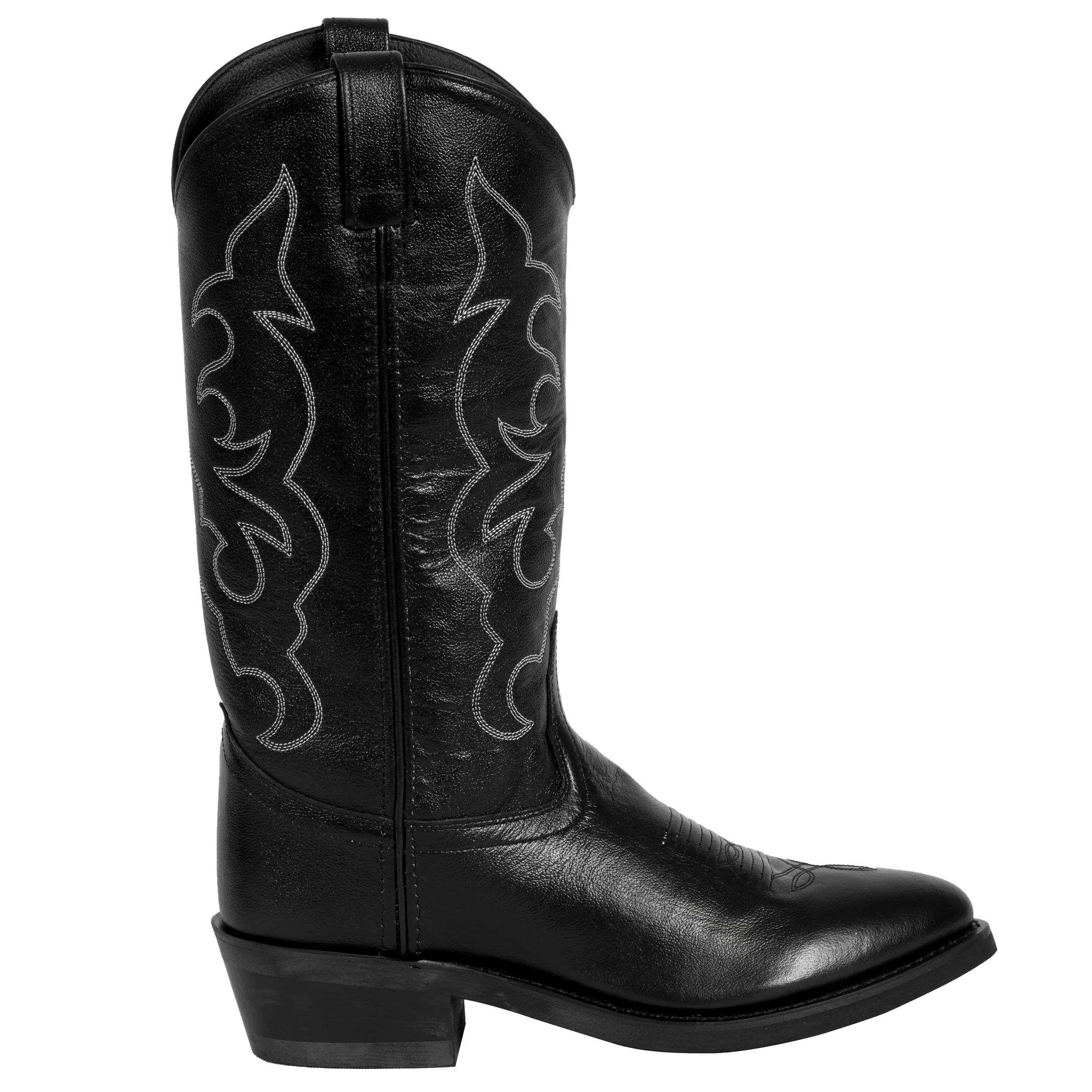 Old West Black Mens All Leather Stitch Narrow Round Toe 13in Cowboy Boots 12 D
