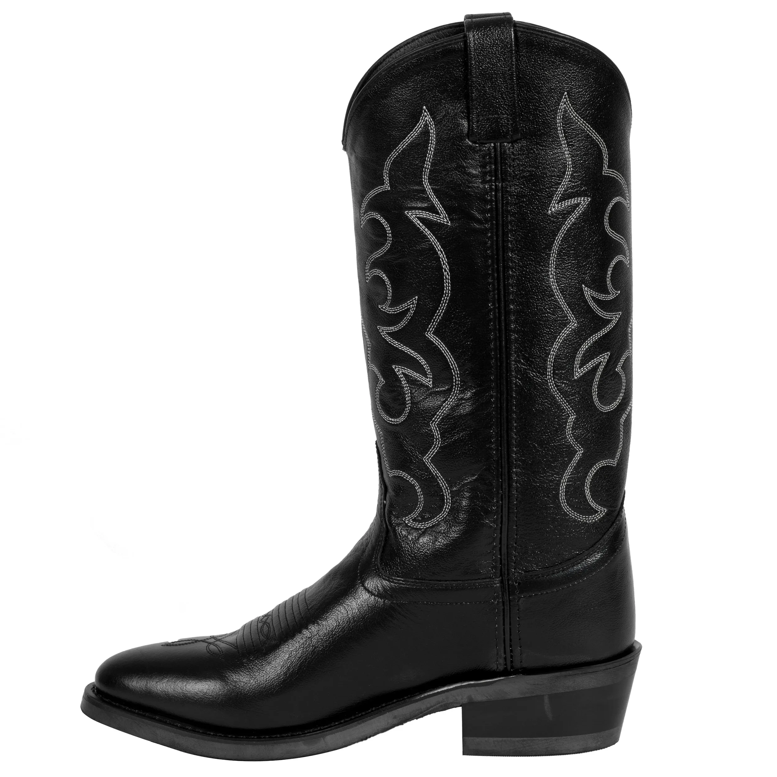 Old West Black Mens All Leather Stitch Narrow Round Toe 13in Cowboy Boots 12 D