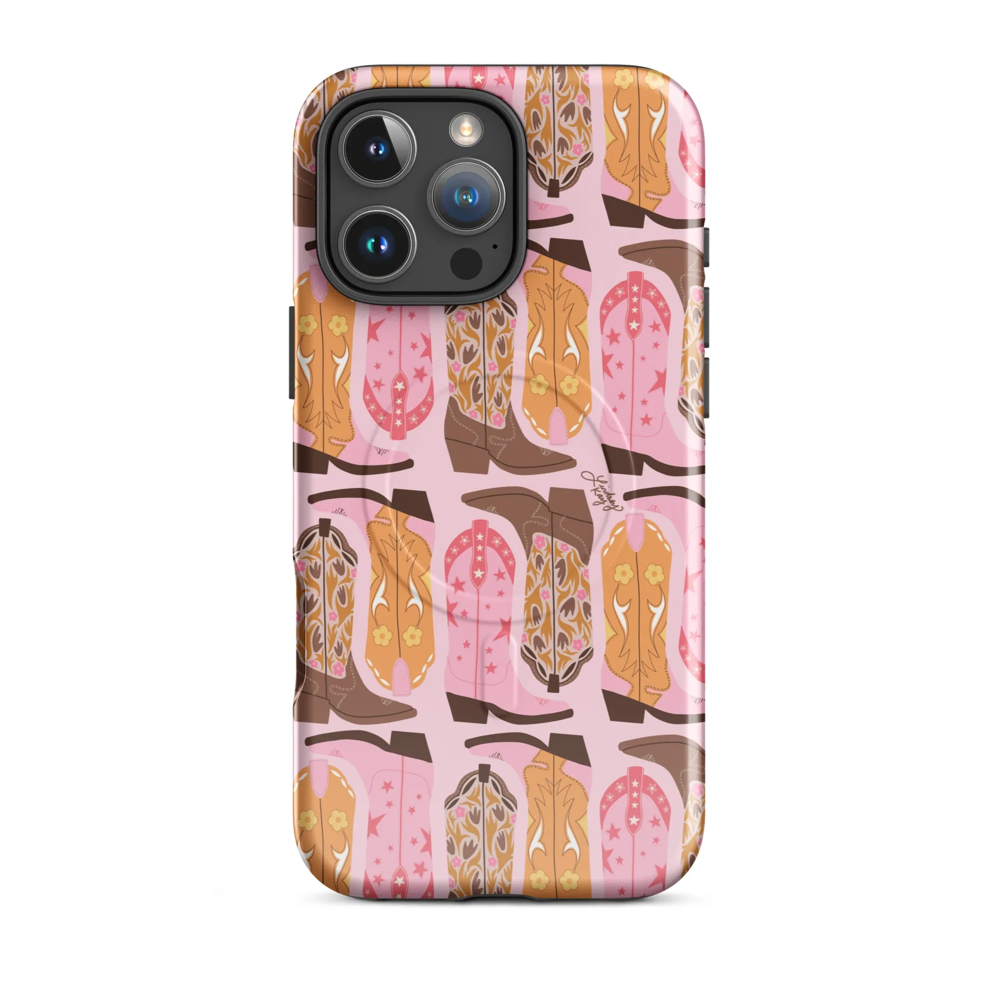 Pink Cowboy Boots Pattern - MagSafe® tough case for iPhone®