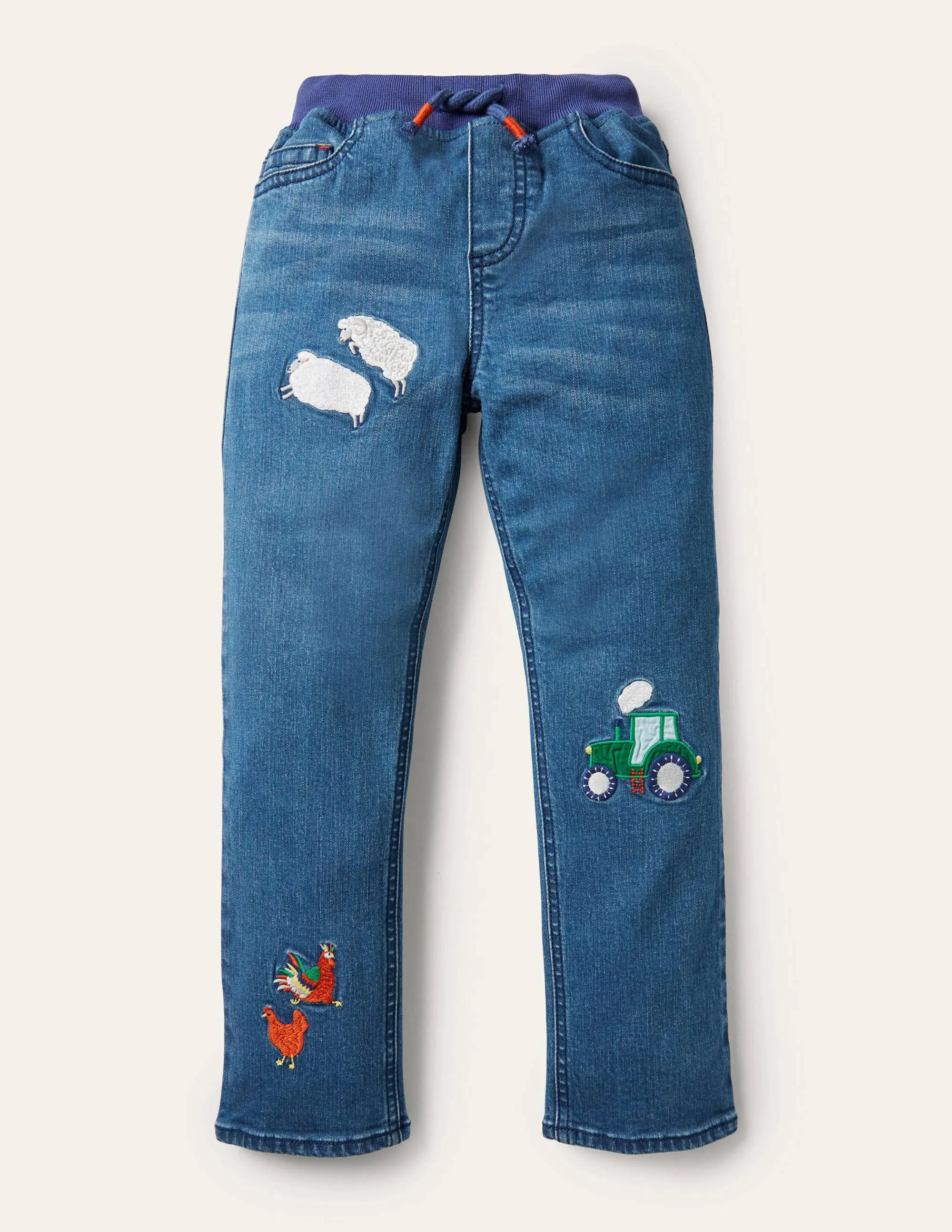 Pull-on Denim Trousers-Mid Vintage Farm