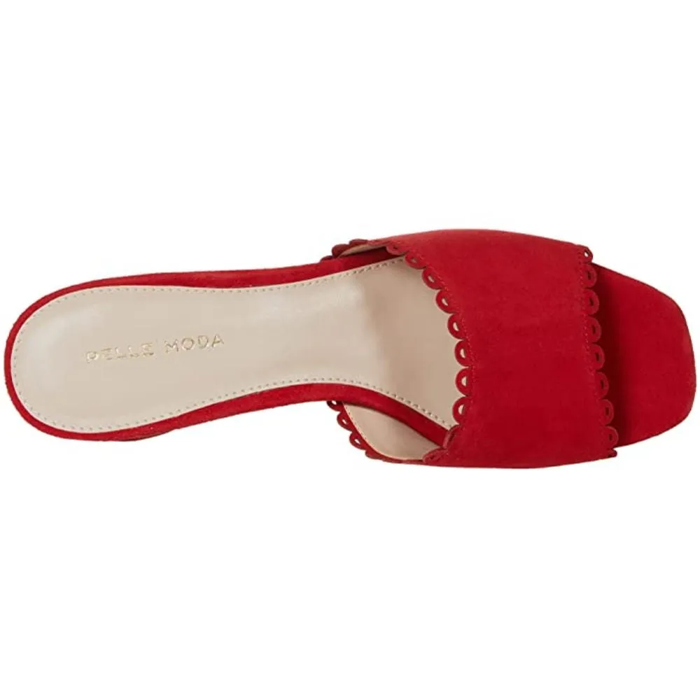 Rayna Flame Red Suede Pelle Moda Sandal Slide