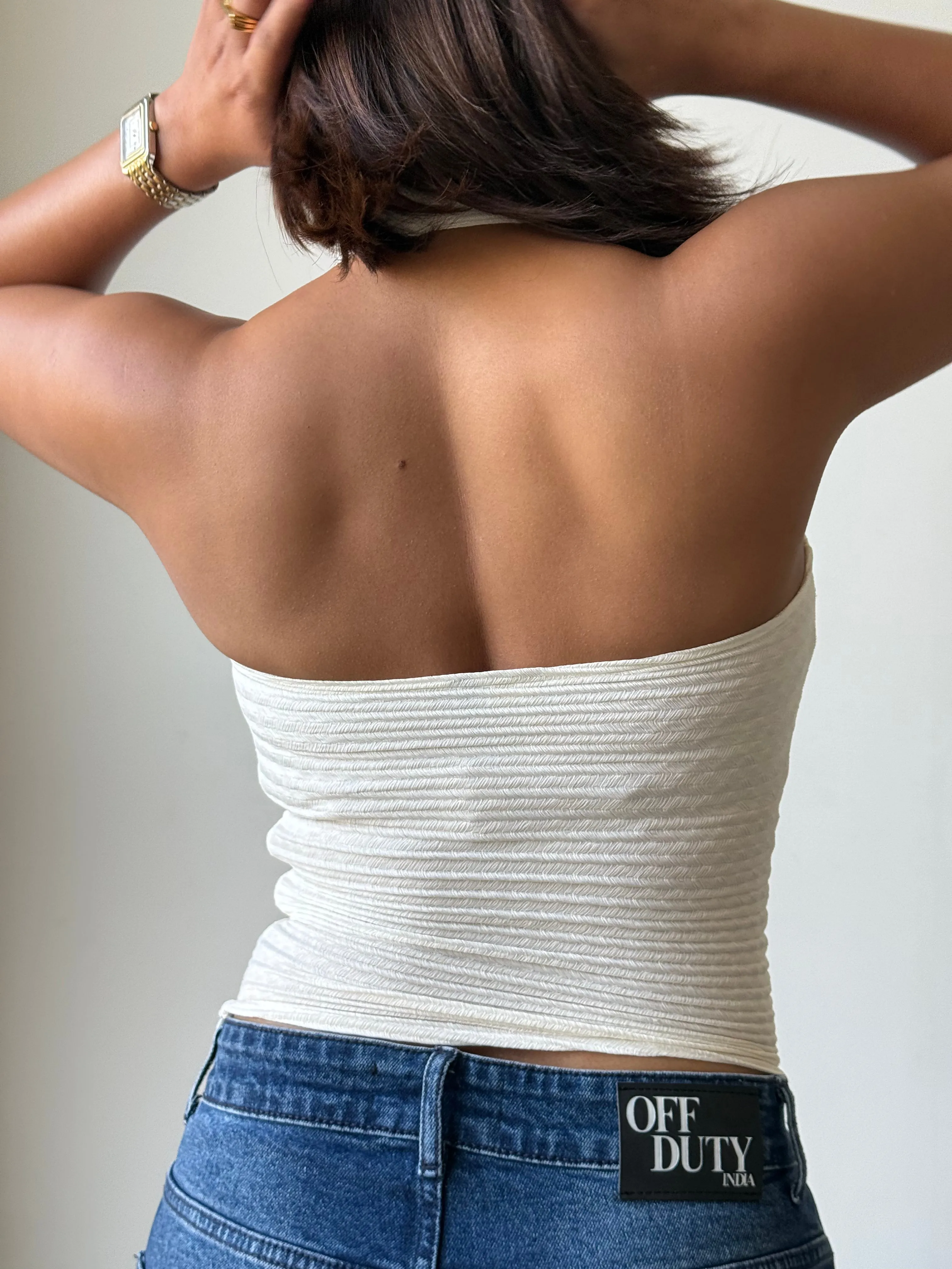 Refined Cowl Backless Halter Top