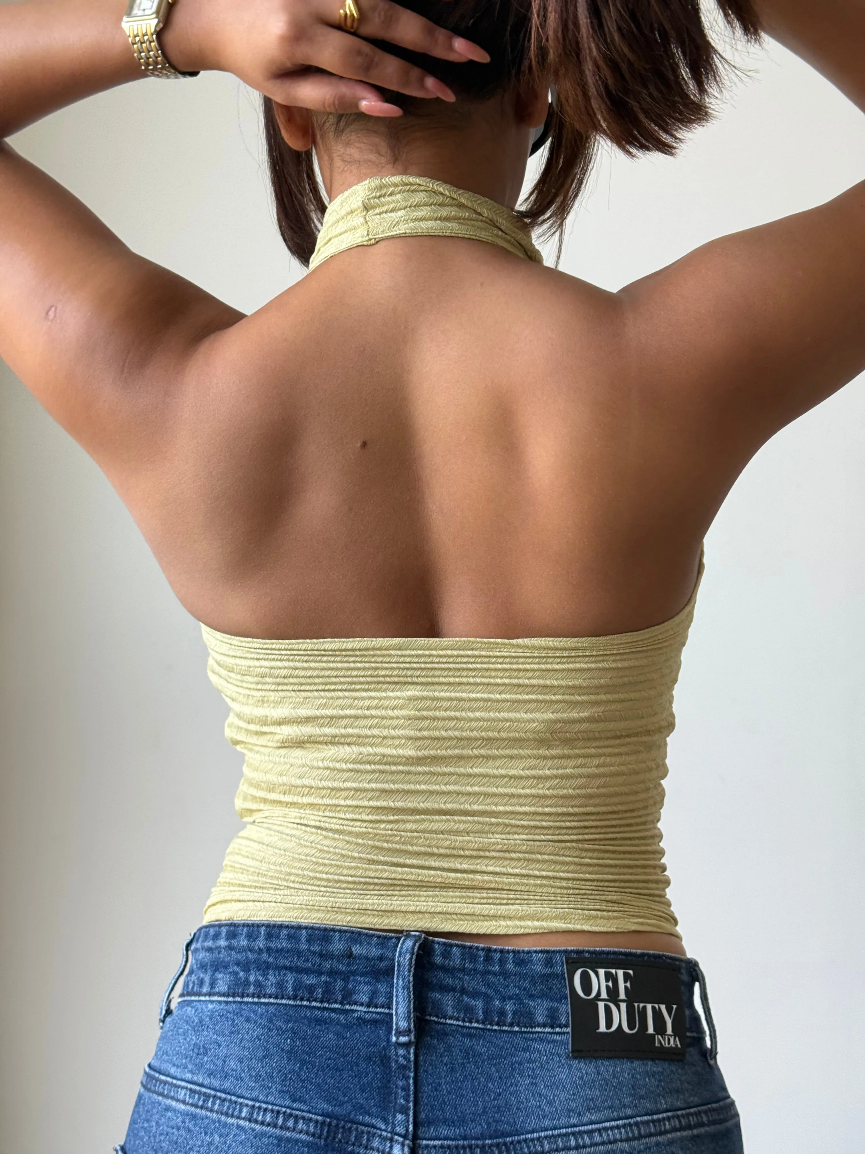 Refined Cowl Backless Halter Top