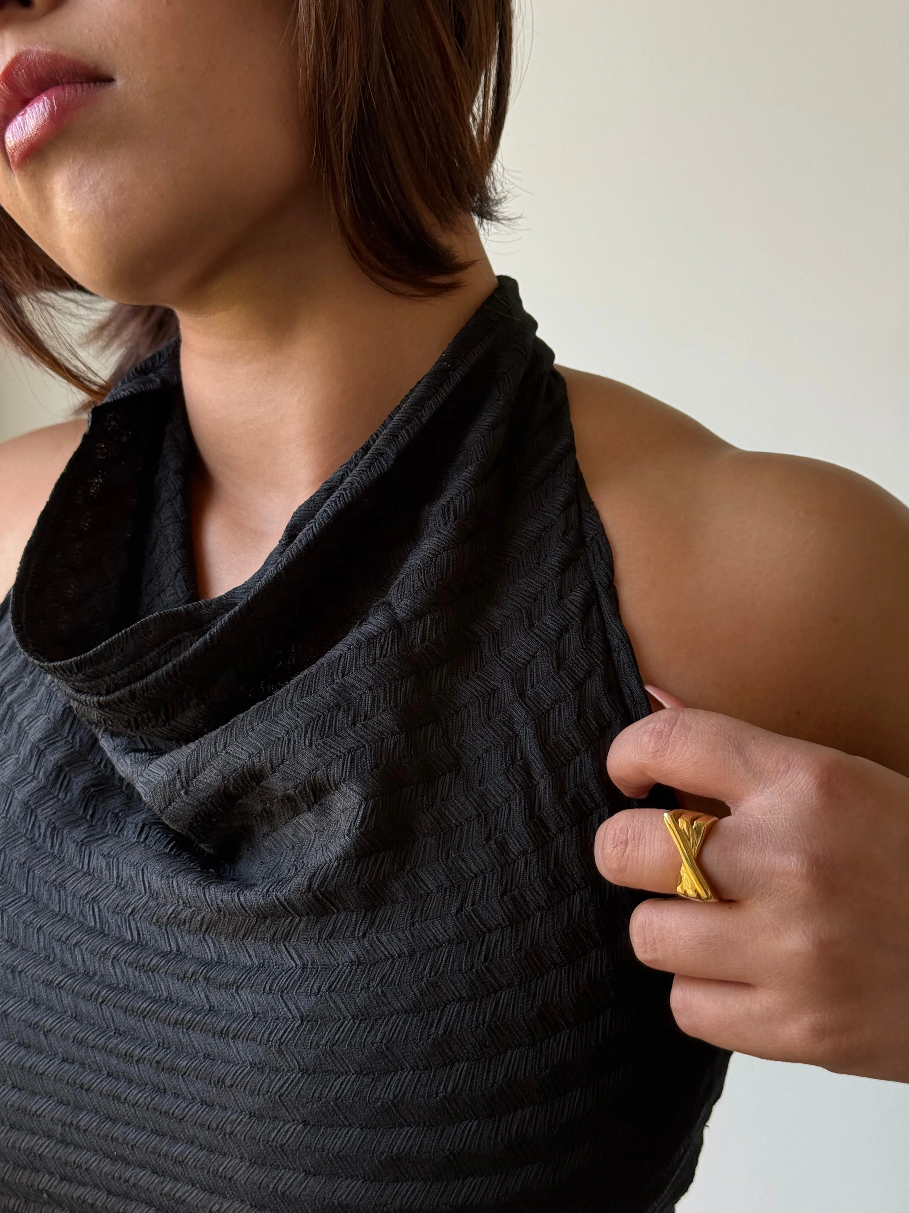 Refined Cowl Backless Halter Top