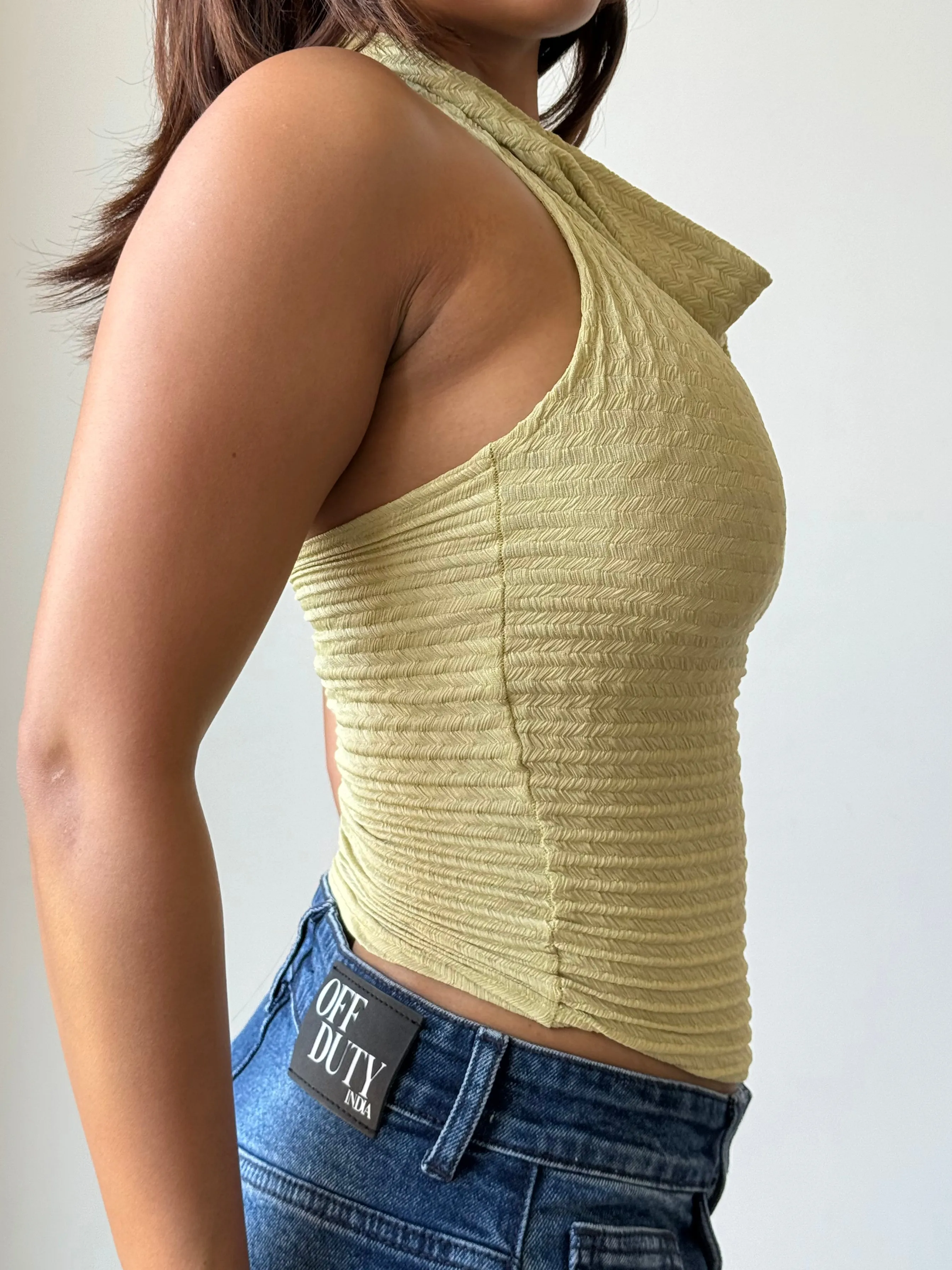 Refined Cowl Backless Halter Top