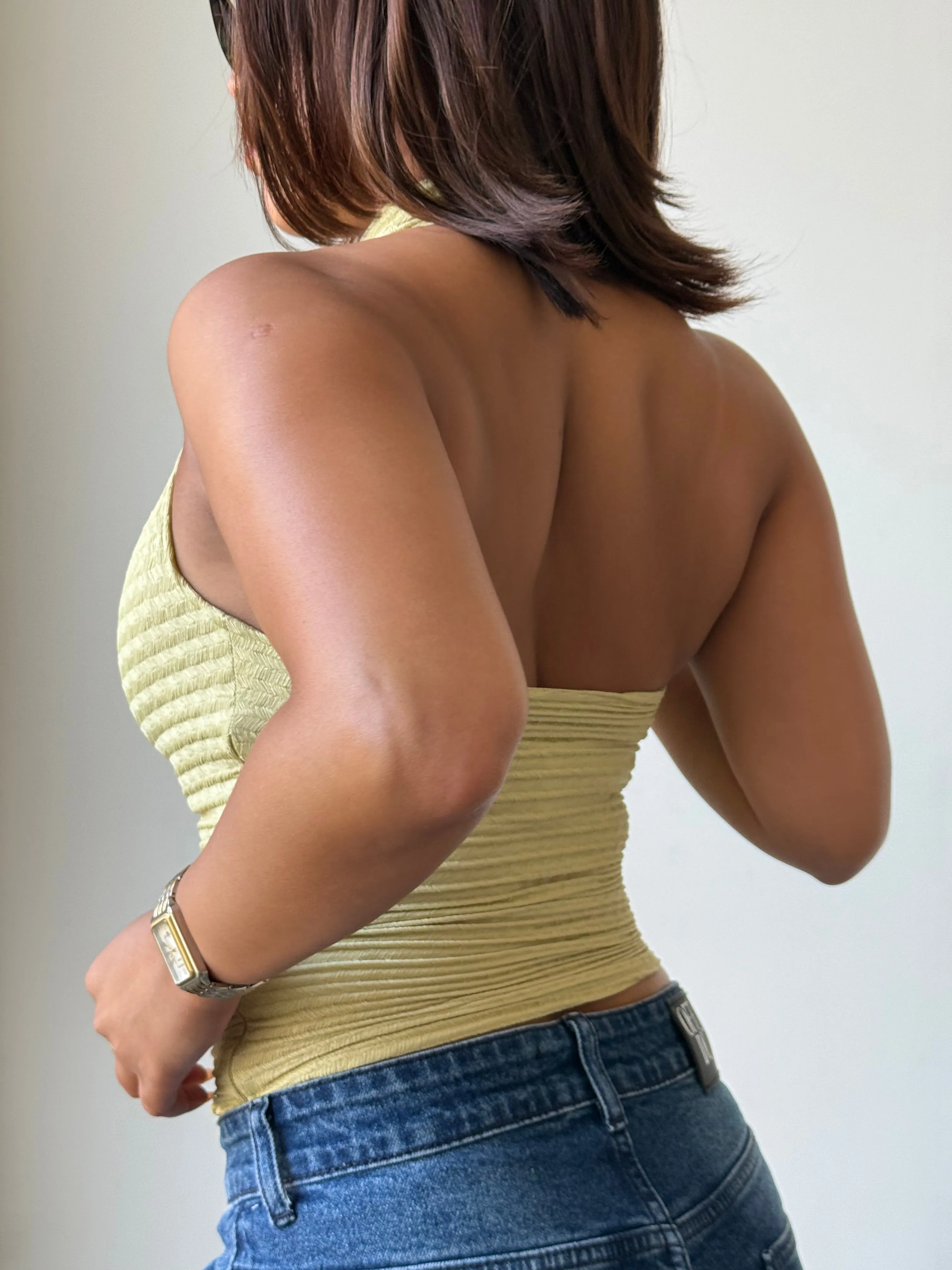 Refined Cowl Backless Halter Top