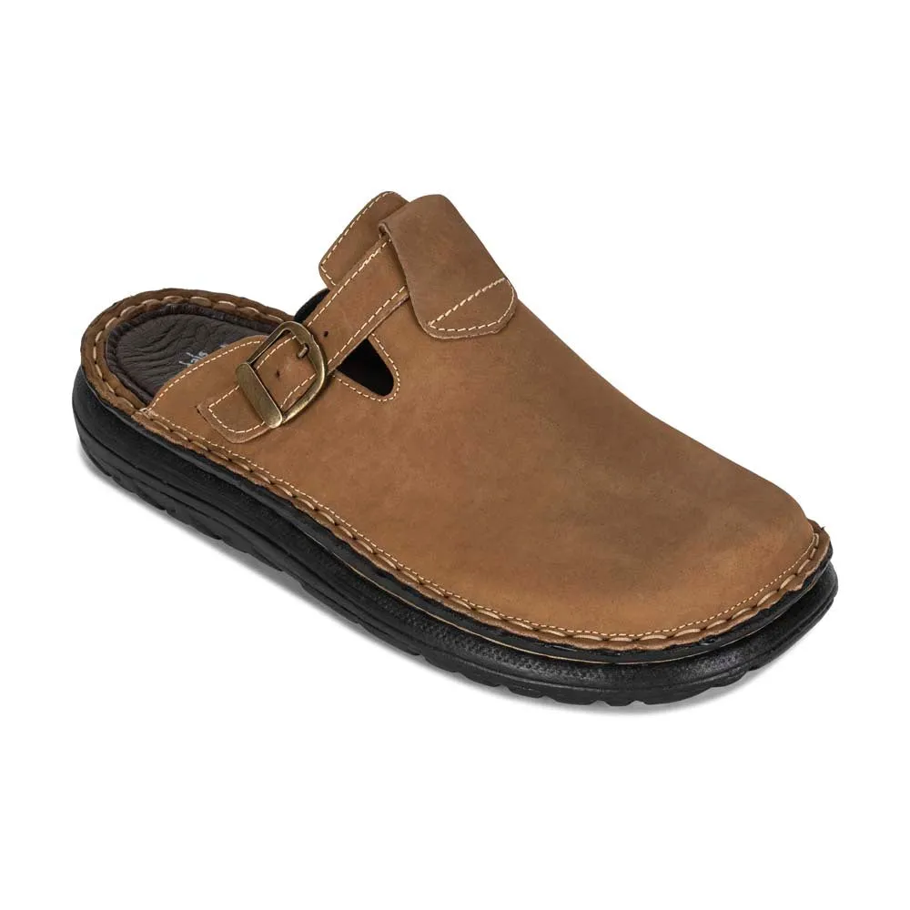 Sawyer - Leather Clog-Toe Sandal | Tan Nubuck