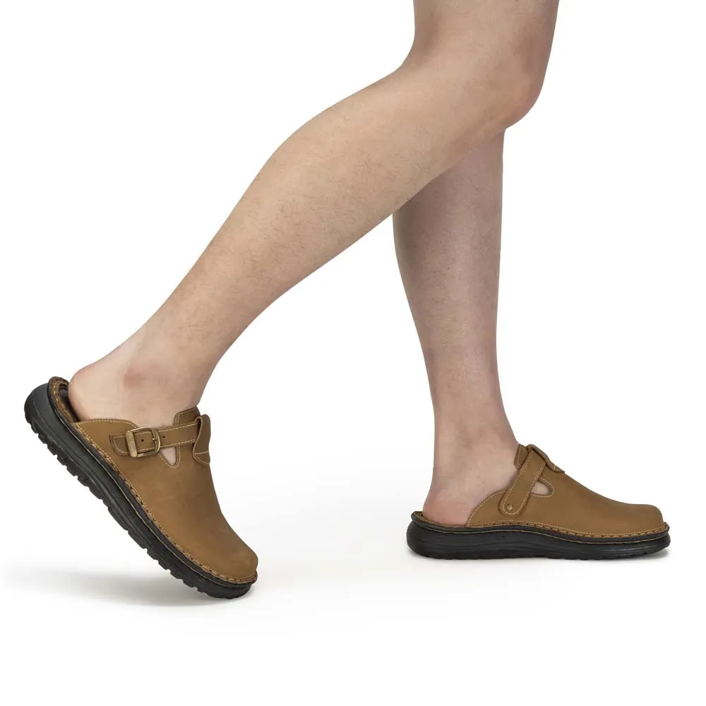 Sawyer - Leather Clog-Toe Sandal | Tan Nubuck