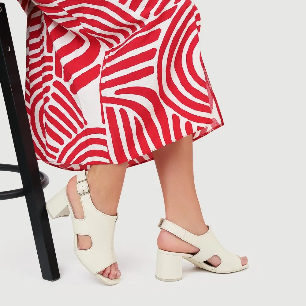 Smart Leather Block-Heeled Sandals - GAB41514 / 327 008