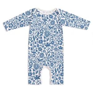 Winter Water Factory | Long Sleeve Romper in Delft Blue Dutch Floral