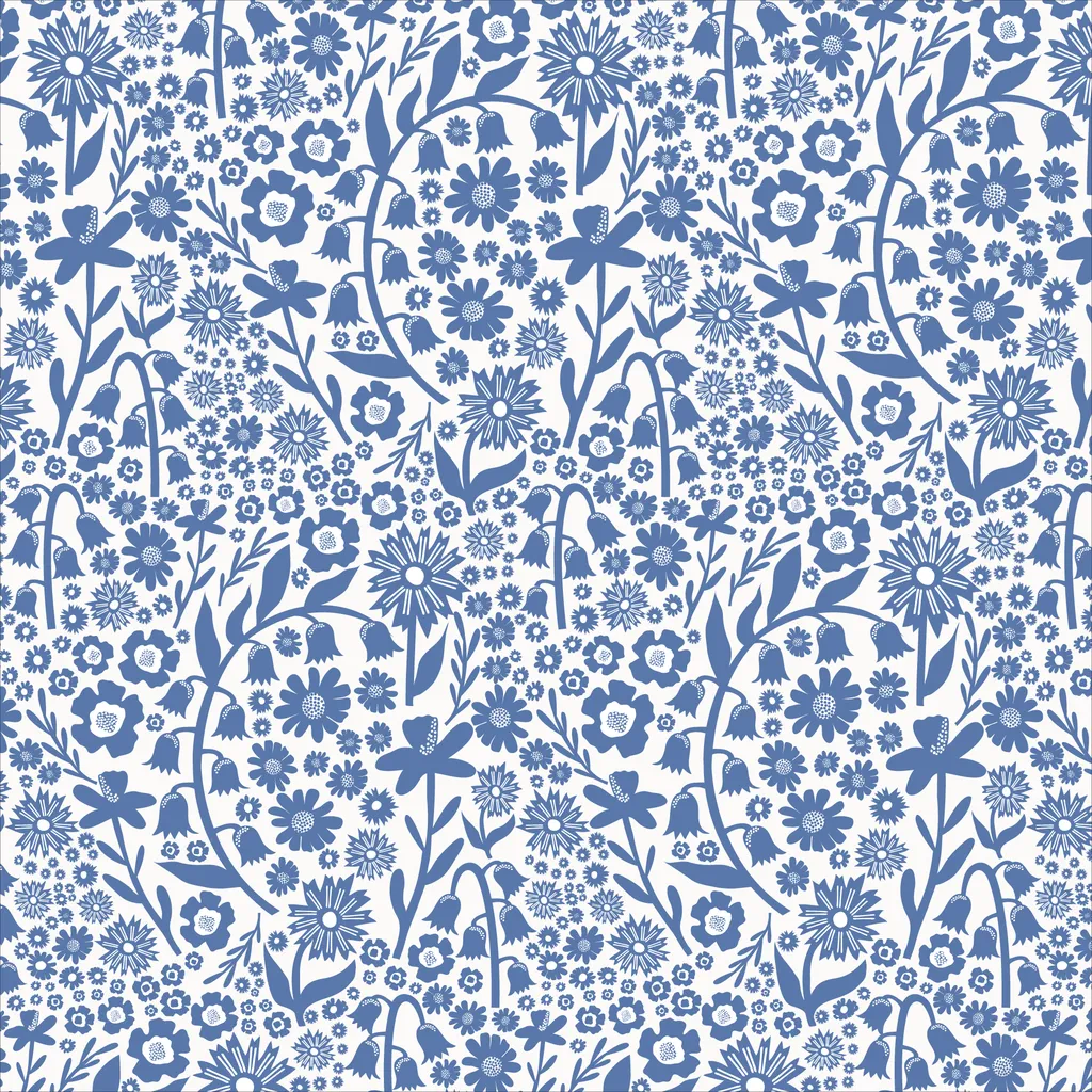 Winter Water Factory | Long Sleeve Romper in Delft Blue Dutch Floral