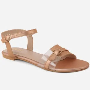 Women "KIM" V Shape Open Toe Ankle Strap Flat Sandals
